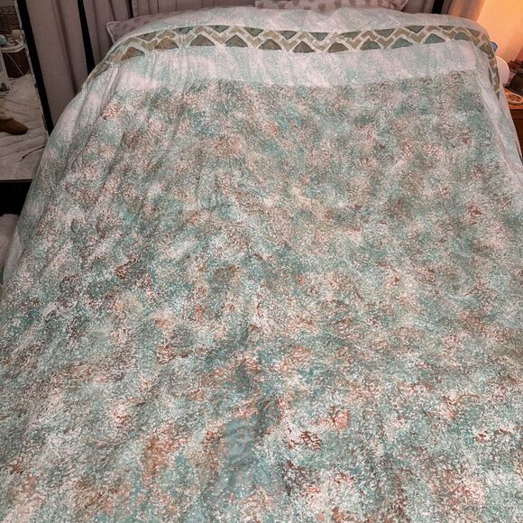 Hand Painted India Ink USA Made Artisan Bedspread Quilt Comforter Southwestern‎ - Picture 7 of 14